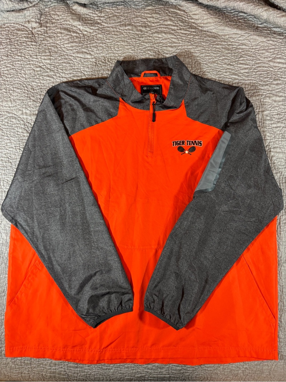 Holloway Orange and Gray Tiger Tennis Windbreaker Pullover 3XL